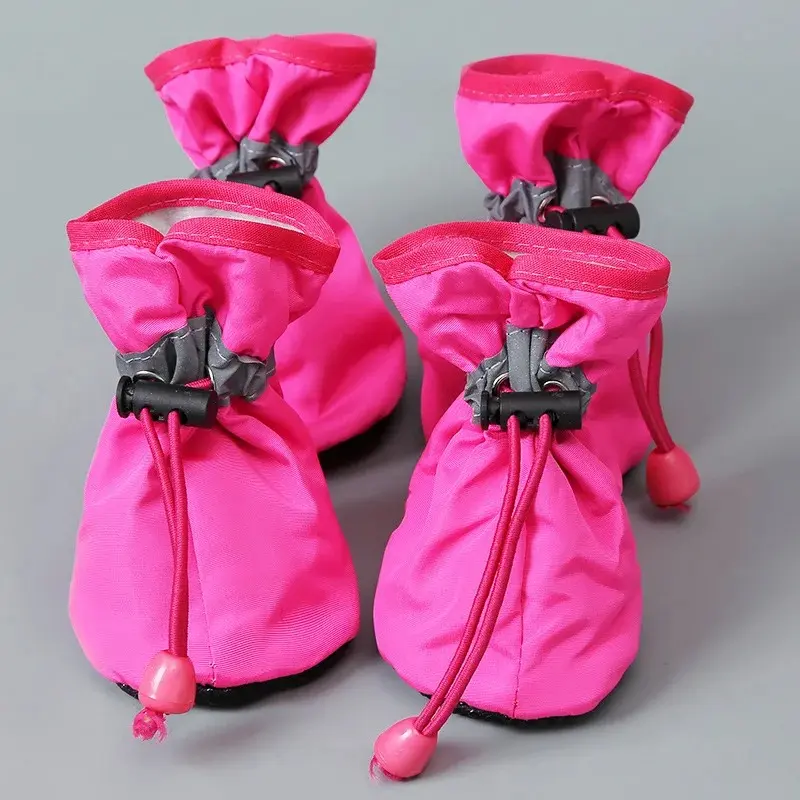 4pcs/set Waterproof Pet Dog Shoes Anti-slip Rain Boots Footwear for Small Cats Dogs Puppy Dog Pet Booties Pet Paw Accessories 8