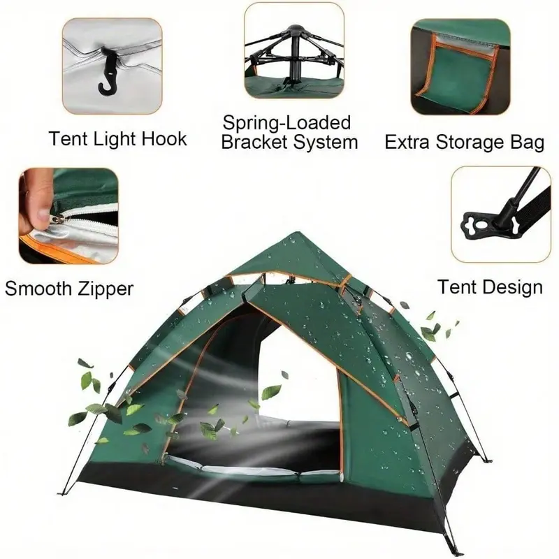 Camping Tent Automatic Dome Tent For 2-3 Person Waterproof And Windproof With Double Layers And Removable Tarpaulin For Camping In The Garden Lightweight Camping 5