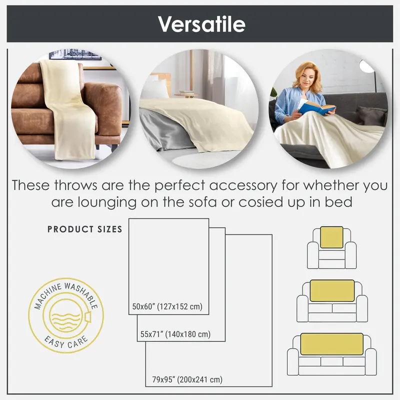 Snug Flannel Fleece Blanket 79 x 95 Cream 1