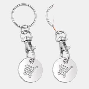 2 Trolley Coin Keyring Removable Supermarket £1 Pound Shopping Cart Token Holder