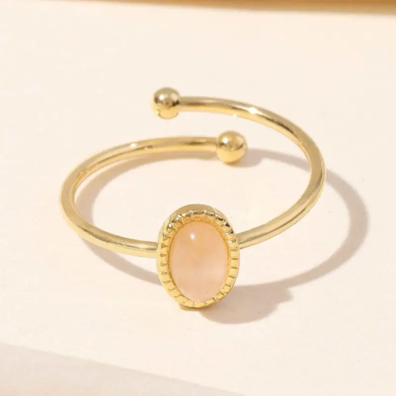 1pc fashion ring with natural stone decoration in adjustable opening style, perfect for women's daily wear, birthday gift 1