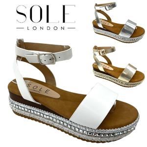 Women's Flatform Sandals with Buckle and Studs, Wedge Espadrilles Platform for Summer Comfort