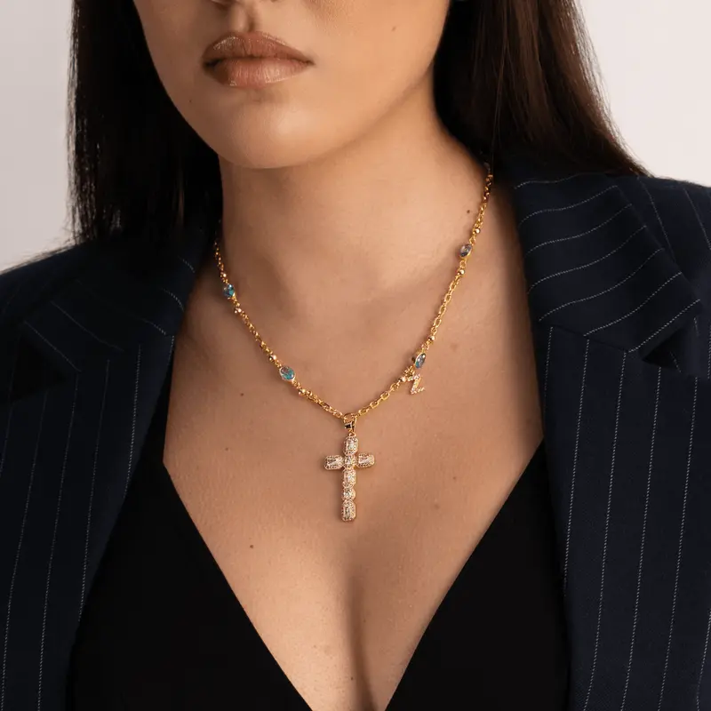 Gia Initial Gold Cross Necklace 7