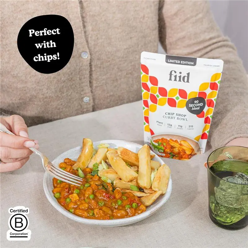 Fiid Chip Shop Curry Flavour Vegan Microwave Ready Meals - High in Fibre & Protein, Low in Sugar, Gluten Free, Fat Free - 8 x 275g 4