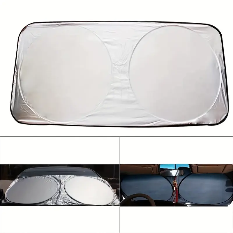 Car Sunshade - Front Windshield UV & Heat Blocker, Fits Sedans, SUVs, Trucks, Off-Road Vehicles - Silvery Coated for Interior Protection 0