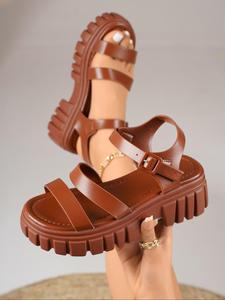 Women's Fashionable Solid Color Platform Sandals, Casual Comfortable Platform Sandals for Summer, Lightweight Breathable Shoes for Daily Wear, Boho Style Sandal