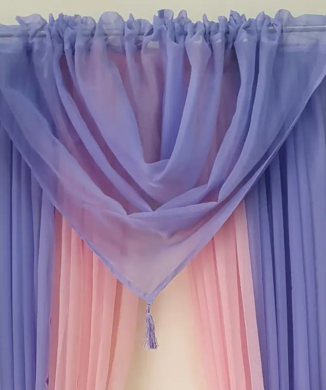 Tasselled Voile Swags 55cm Wide x 45cm Drop in Fashionable Colours curtain tiebacks 8