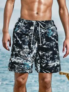 Men's Floral & Leaf Print Shorts, Loose Casual Comfy Breathable Quick Drying Swim Shorts for Summer, Men's Shorts for Beach Vacation