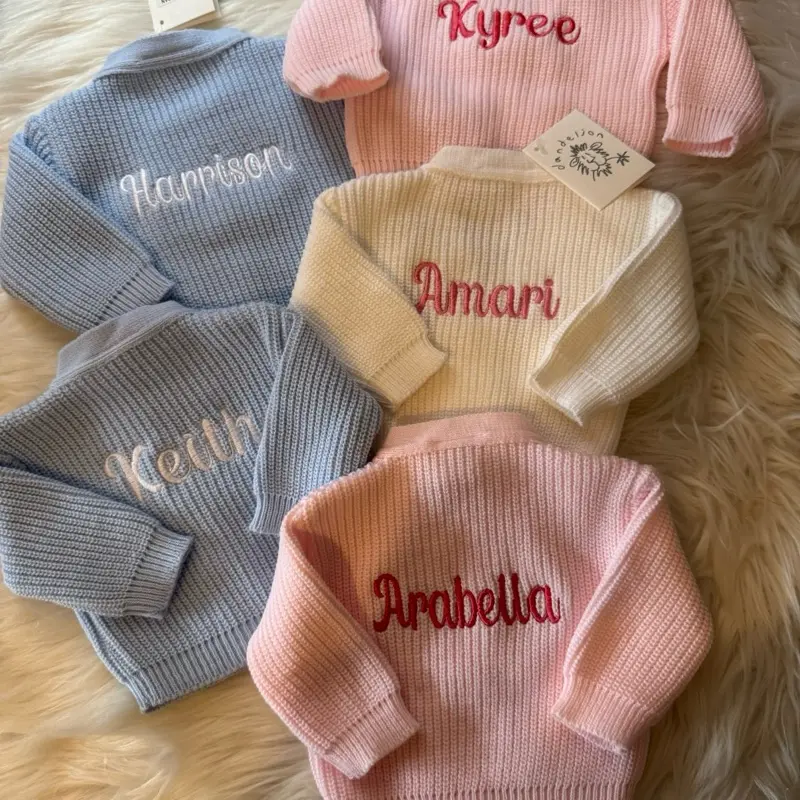 Personalised Dandelion Cardigan for Baby Boy or Baby Girl - Customizable with First Name - Available in 4 Colours