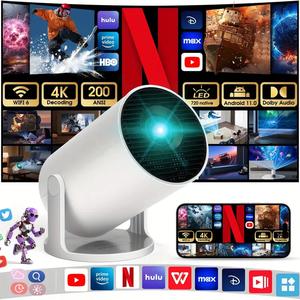 Smart HD Bluetooth Projector | Wireless Connectivity, Portable Home Cinema, 1080P HD, Easy Setup, Compatible with Phone & Laptop Audio