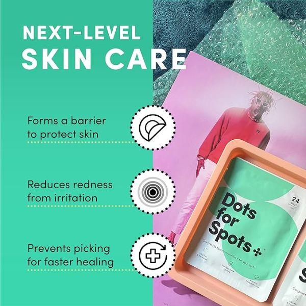 Dots for Spots Acne Patches - Pack of 24 Translucent Hydrocolloid Pimple Patch Spot Treatment Stickers for Face and Body - Fast-Acting, Vegan & Cruelty Free Skin Care 2