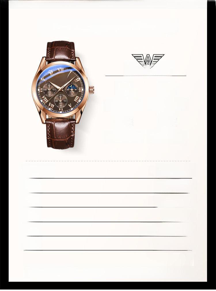 Product Introduction of Men&#039;s Leather Strap Quartz Watch Alloy Watch 4