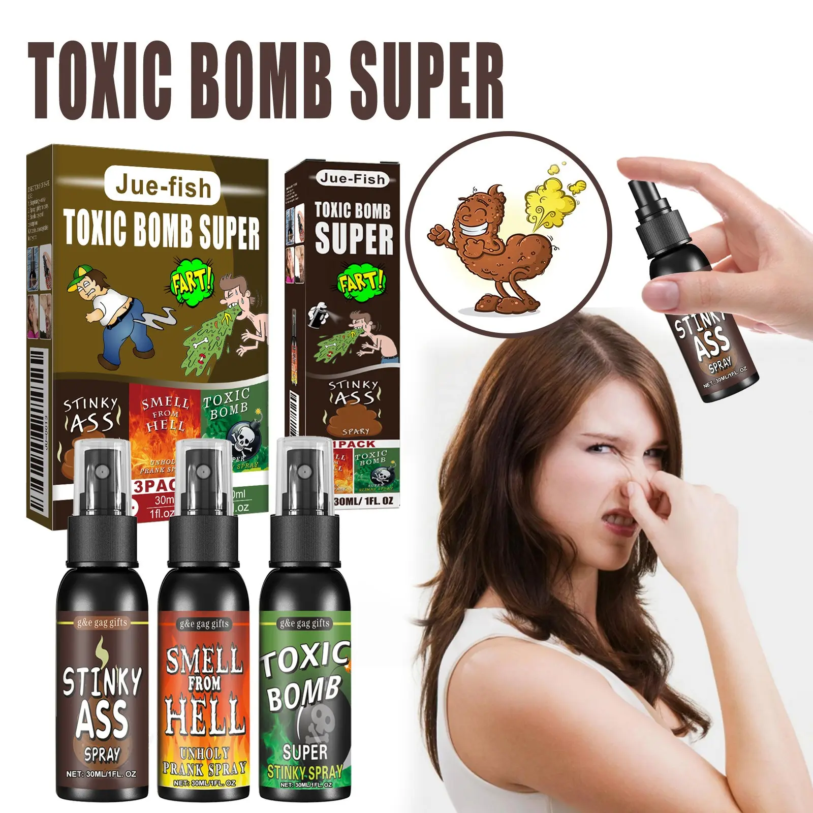 Stinky spray toy spoof, stinky entertainment, poop, hell, bomb