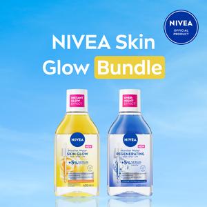 NIVEA Skin Glow Bundle - Serum Infused Micellar Water + Regenerating Serum Infused Micellar Water, 400ml with Amino Acid and 5% Vitamin C and E, Gentle Waterproof Makeup Remover