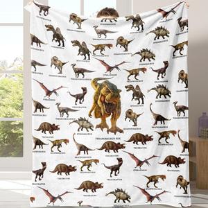 Dinosaur Print Cozy Blanket, 1 Count Soft Comfortable Warm Napping Throw, Sleeping Bedding Supplies for Home Office Travel