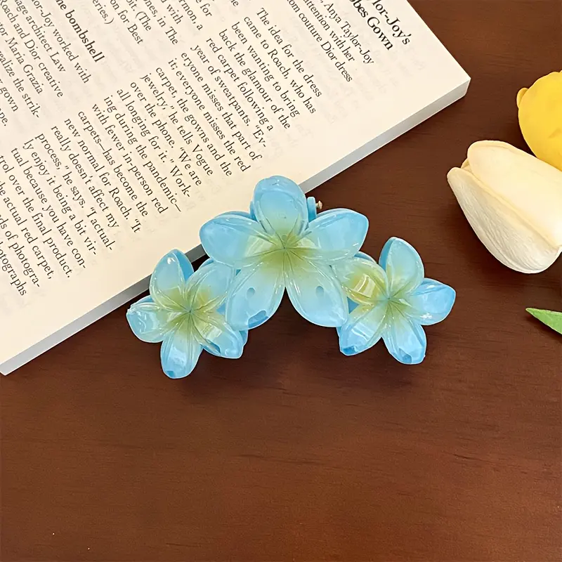 (Giveaway) 1/6pcs, New Candy Color Three Flowers Hair Claw Clips for Women Sweet Large Gradient Shark Clip Hair Claw Crab Clip Hair Clip Hair Accessories, Choose The Perfect Gift for Female Friends 7