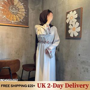 #CL23 Flowery Linen Abaya, Plain Abaya, Modest Dress, Muslim Long Woman Dress