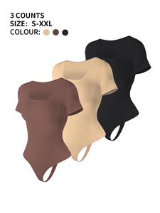 Women's Solid Color Shapewear Bodysuit, Tummy Control Butt Lifting Shaper, Ladies Shapewear for All Seasons