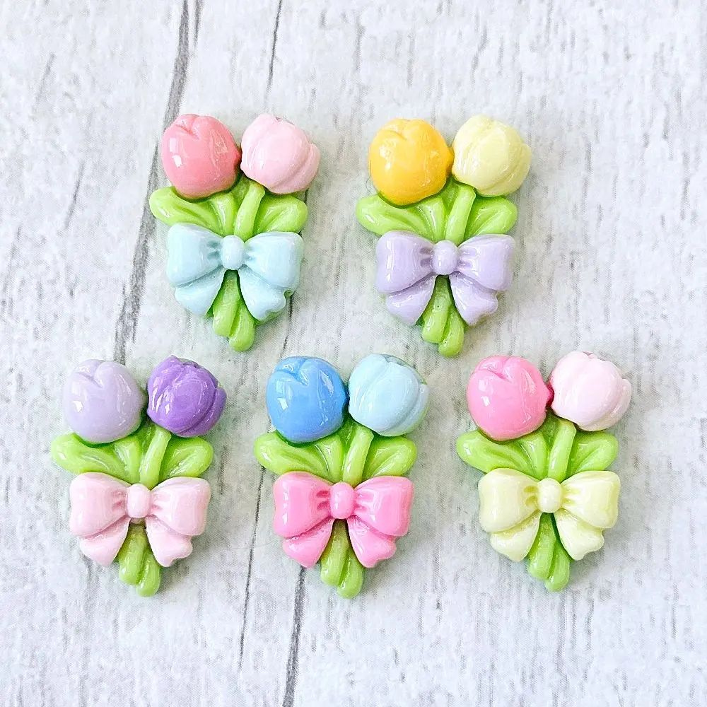 Kawaii Crafts x5 Cute Colourful Bright Flower Bouquet Resin Flatback Charms