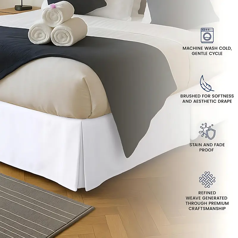 Fitted Bed Skirts Valance Sheets 200 Count Luxury Plain Dyed Pleated Poly Cotton Bed Base Under Mattress Bedding hotel  sheets soft  bed soft  bed panda  mattress  topper bed  sheets throw  blanket 5