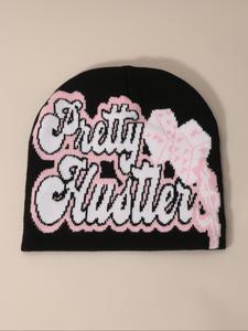 Unisex's Letters Pattern Jacquard Beanie Hat, Casual Trendy Preppy Style Knit Hat for Fall & Winter, Fashion Accessories for Men & Women