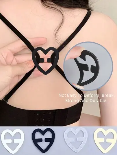 4pcs/Set Love Shaped Bra Strap Clip, Invisible Anti-Slip Bra Strap Buckle Body Care For Travel,Sport,Outdoor,Belt Christmas For Holiday Gift Giving 2