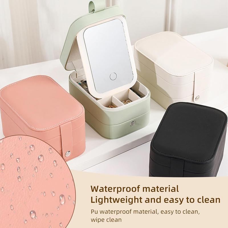 Product Introduction of Cosmetic Bag with LED Mirror 3 layers, Travel Makeup Bag with 3 Colours Led Illuminated Mirror Portable Travel Jewellery Makeup Organiser Mirror Makeup Case with Dividers for Women 17