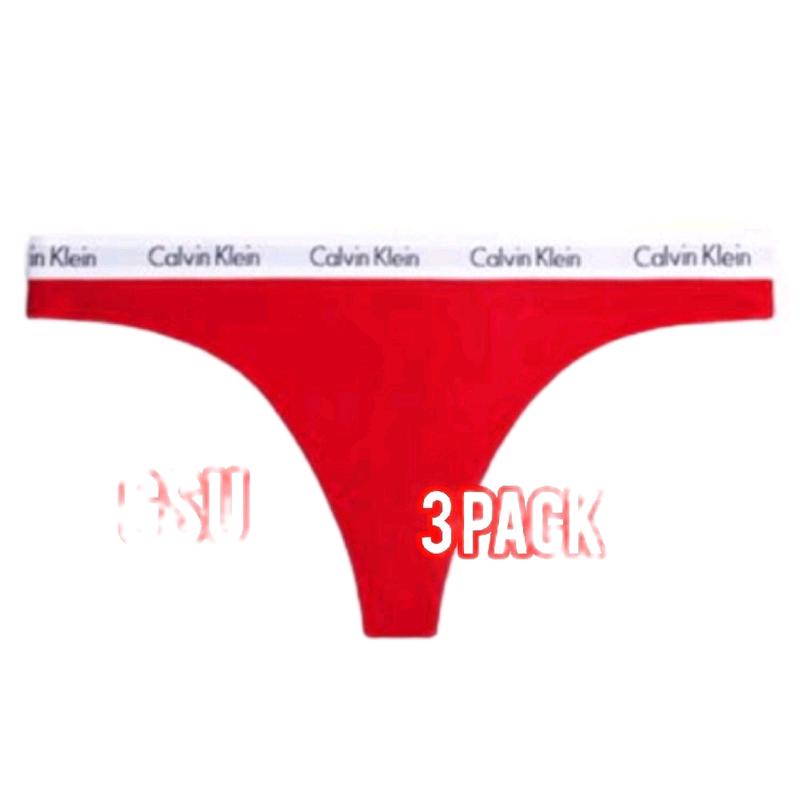 Calvin Klein Women's Red Thong Panties - Pack of 3 - Womenswear Underwear Comfort 3