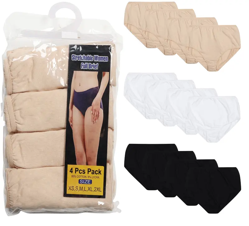 Ladies Full Briefs 4 Pack Cotton Underwear UK Sizes 12 to 24 Stretch Knickers 0