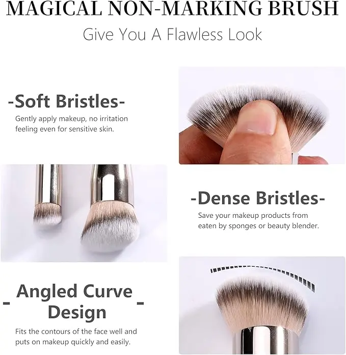 2PCS Under Eye Concealer Brush & Foundation Brush for Liquid Makeup, Makeup Brush Set for Base Makeup, with Dense Synthetic Bristles for Under Eye Concealer, Create a Flawless Look (170&270) 5