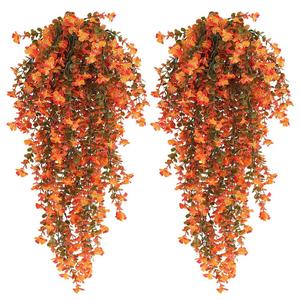 Artificial Hanging Flowers, Fake Plants Outdoor, Silk Morning Glory Faux Flowers, Plastic Faux Flowers with Eucalyptus Leaves, UV Resistant Realistic Hanging Plants for Home Garden Decor, Fruit