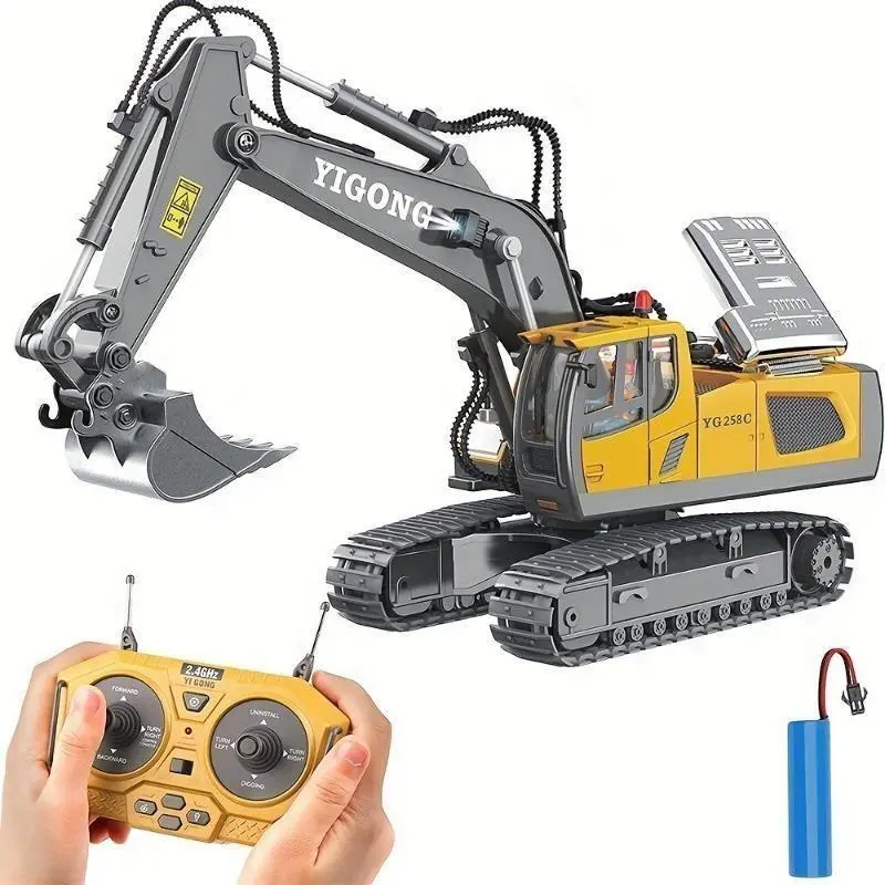 Remote Control Excavator Toy with 11-Channel Alloy Metal Construction, 2.4GHz Wireless, USB Rechargeable 18650 Lithium Battery, Weather-Resistant, Operating Voltage ≤36V, for Kids 14+ Years