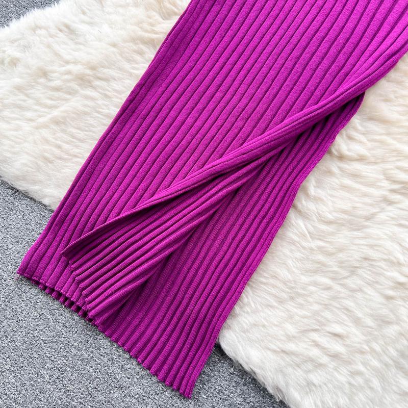 Product Introduction of YuooMuoo Chic Fashion Sexy Wrap Hips Split Knitted Autumn Dress Women Slim Elastic Bodycon Long Dress Streetwear Outfits Vestido 39