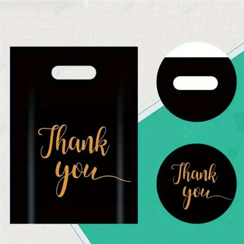 100pcs Durable Black Reusable Plastic Shopping Bags - Perfect for Thank You Gifts, Christmas, Parties, Stores & Boutiques 7