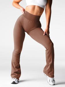 Women's Solid High Waist Flare Leg Sports Leggings, Casual Comfy Breathable Bell Bottom Skinny Pants for Yoga Gym Workout, Ladies Sportswear for Spring & Fall