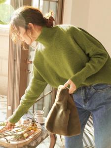 Women's Solid Drop Shoulder High Neck Sweater, Casual Long Sleeve Jumper for Fall & Winter, Sweaters for Women, Fashion Ladies' Knitwear for Daily Wear， Sweater Weather