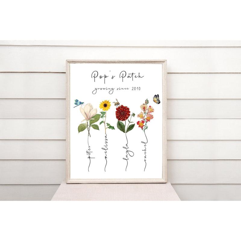 Grandma's garden personalised print, birth month flower custom grandparent gift 2