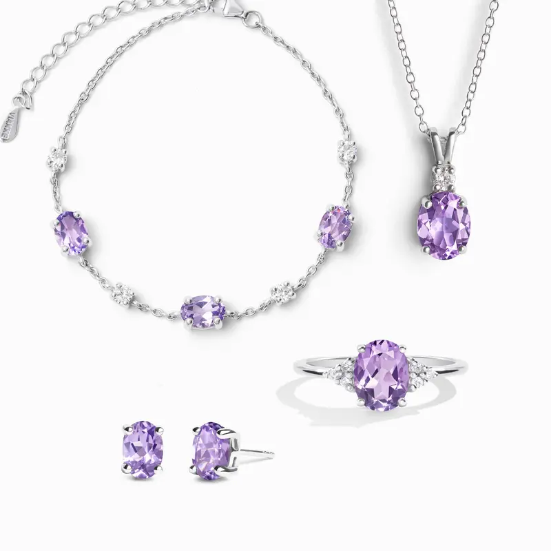 Complete Set - Amethyst Jewellery Set in Sterling Silver 0