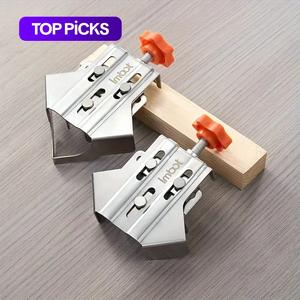 IMBOT Stainless Steel Adjustable 90-degree Right Angle Clamp, Durable Self Locking Plate Design Fixing Clamp with Thread for Woodworking & Daily Use, Metal #TOP PICKS