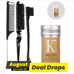 Hair Wax Stick with Brush & Combs Set, 4 Counts/set Long Lasting Hold Hair Styling Hair Gel Wax Stick and Brushes, Professional Shiny Curls Hair Styling Product for Men & Women, Frizz Control, Hair Products