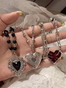 Heart & Rhinestone Decor Pendant Necklace, Fashion Jewelry for Party, Daily Clothing Decor, Trendy All-match & Exquisite Jewelry for Birthday Gift