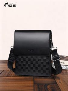 Men's Business Fashion PU Leather Crossbody Bag, Embossed Shoulder Bag for Work & Daily Used, Casual Trendy Versatile High-quality Daily Commuting Bag
