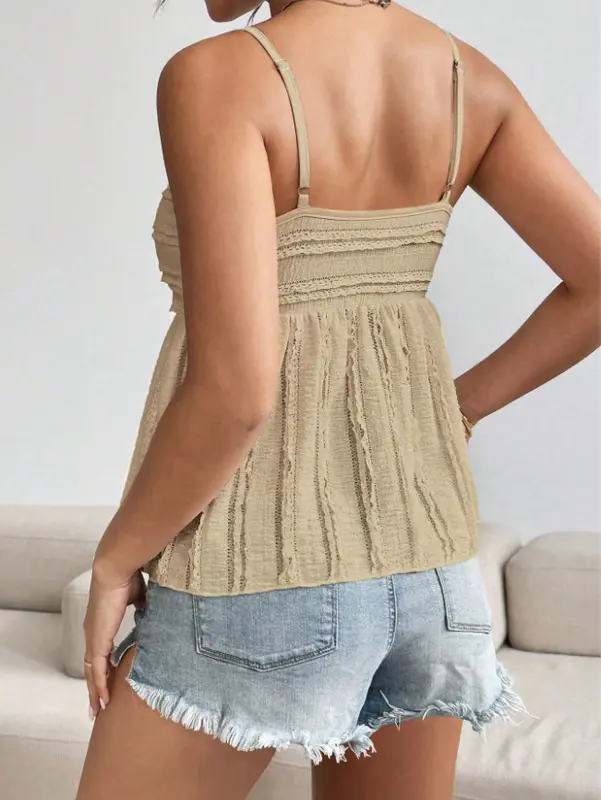 Women Solid Color Ruffle Hem Fashionable Camisole 6
