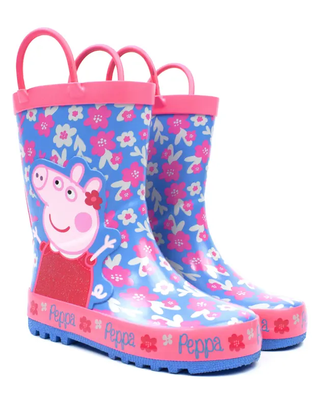 Vanilla Underground x Peppa Pig Girls Blue Character Wellington Boots with Handles 2