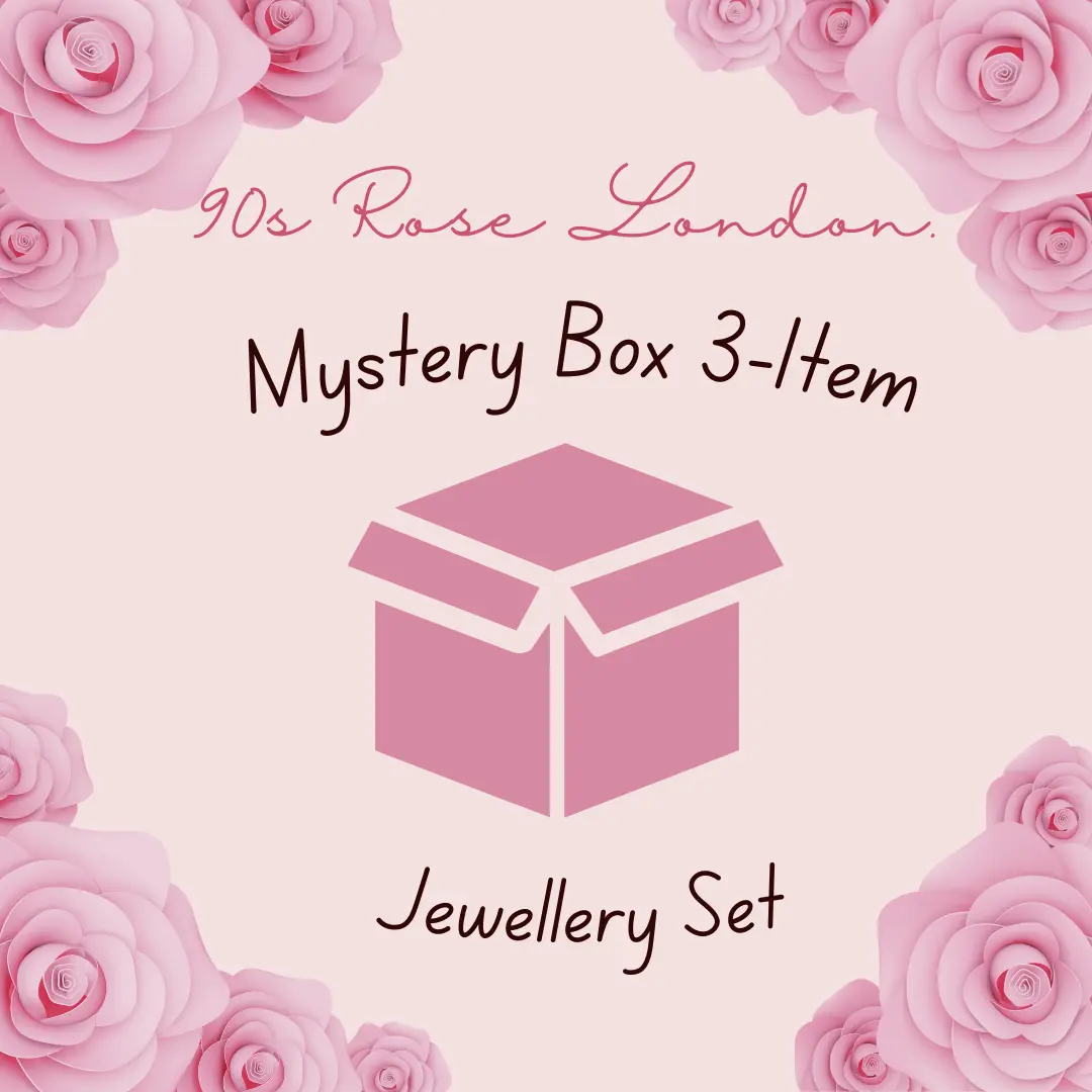 90s Rose London 3-item Jewellery Set, 2025 Spring Summer Trendy Fashion Jewellery Mysterybox, Necklace + Rings + Bracelet, Elegant Classic Jewellery Necklace for Women, Casual Basic Girl Accessories, All Matching Adjustable Necklace Rings