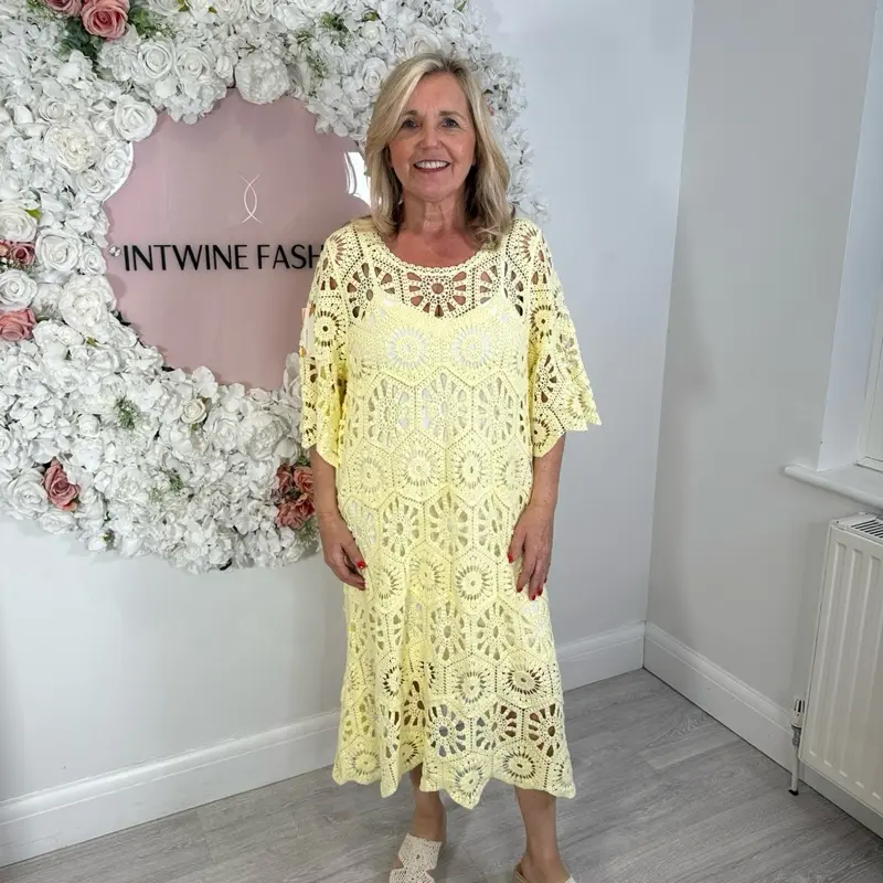 Avaline crochet soft dress with detachable adjustable slip