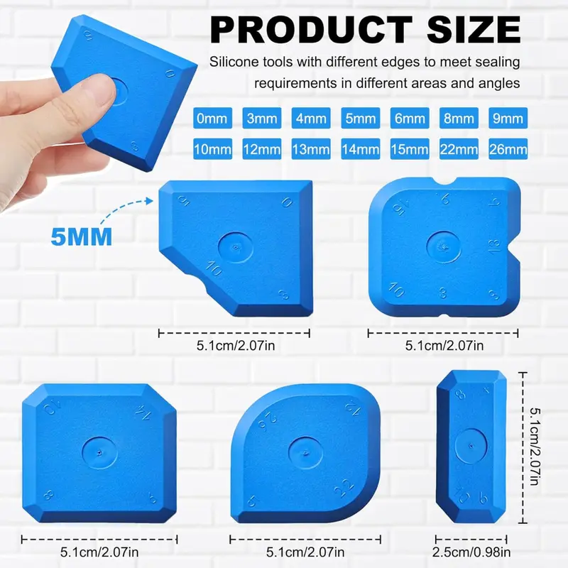 Silicone Sealant Tool Set - 5 Piece Caulking and Finishing Kit for Precise Sealing, Multi-Angle Applicator for Kitchen, Bathroom, and Floor Use - Professional Sealant Finishing Tool 1