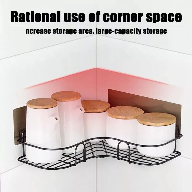2PCS Corner Shower Caddy Bathroom Storage Shelf Rack Basket Organiser Tidy Tray 8