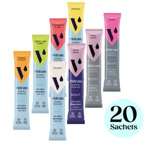 Vidrate Drink Sachets - 20 Pack: Sugar-Free, Electrolytes & Natural Beverage Drink Vitamin