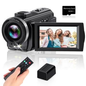 1080P Digital Video Camera, 24MP Pixel 270 Degree Rotatable 16X Digital Zoom Video Camcorders with 32G Memory Card, Retro High Definition Camera for Recording Life